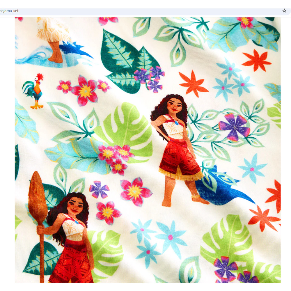 NWT Posh Peanut Disney Moana Bamboo Pajamas Girls Size 7-8 Years Pua Soft Floral - Picture 4 of 7